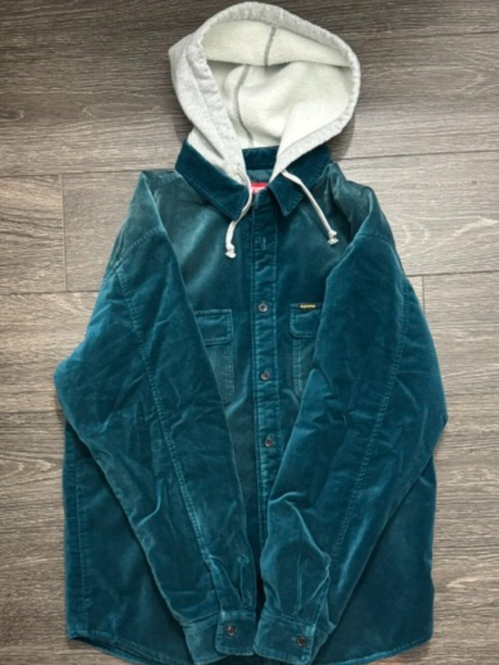 SUPREME Quilted Lined Velvet Hoodie Blue/Teal FW25